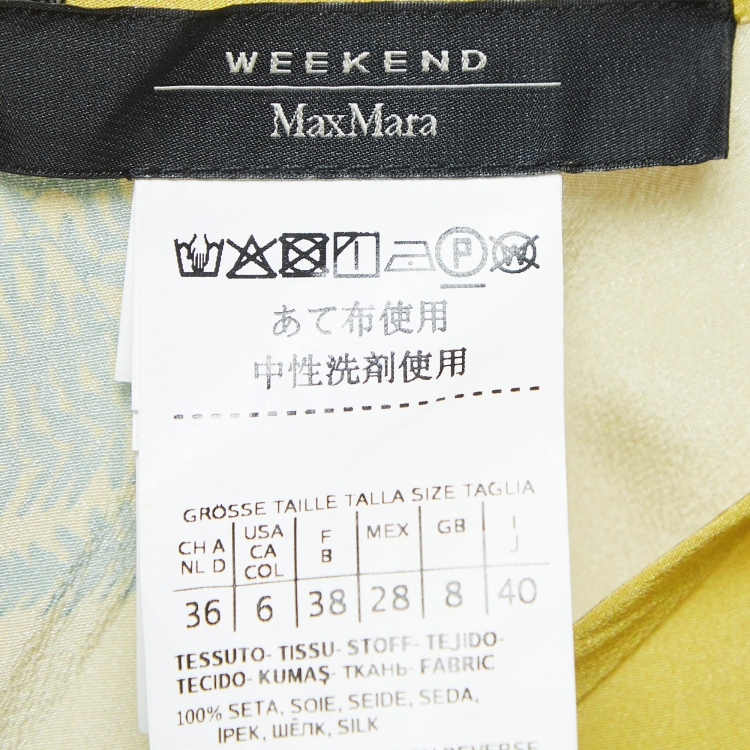 مملوكة مسبقًا Weekend Max Mara Yellow Medusa Printed Silk Belted Midi Dress S