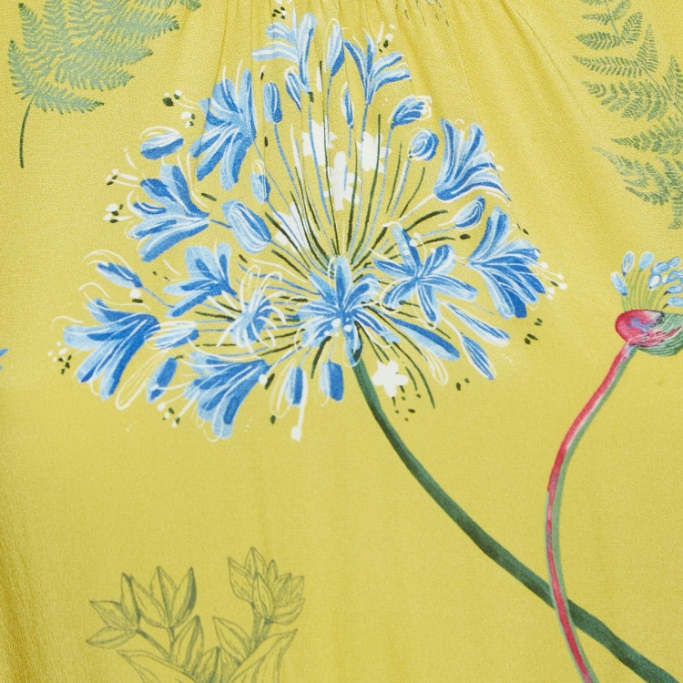 مملوكة مسبقًا Weekend Max Mara Yellow Medusa Printed Silk Belted Midi Dress S