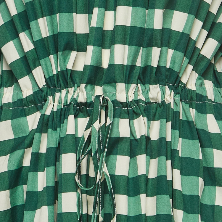 Pre Owned Weekend Max Mara Green Gingham Check Cotton Midi Dress M