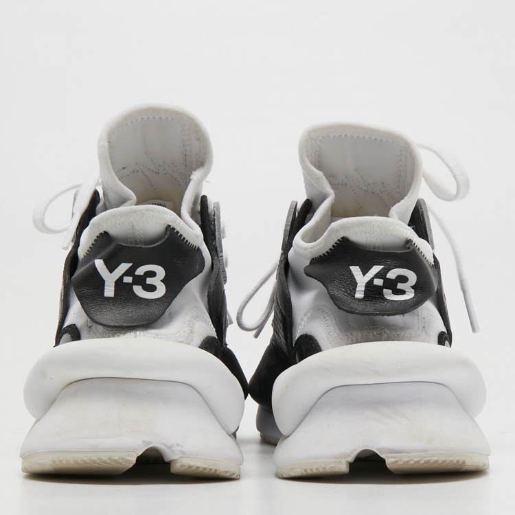 Pre Owned  Y-3  Black/White Leather And Stretch Fabric Qasa Elle Sneaker Size 36 2/3