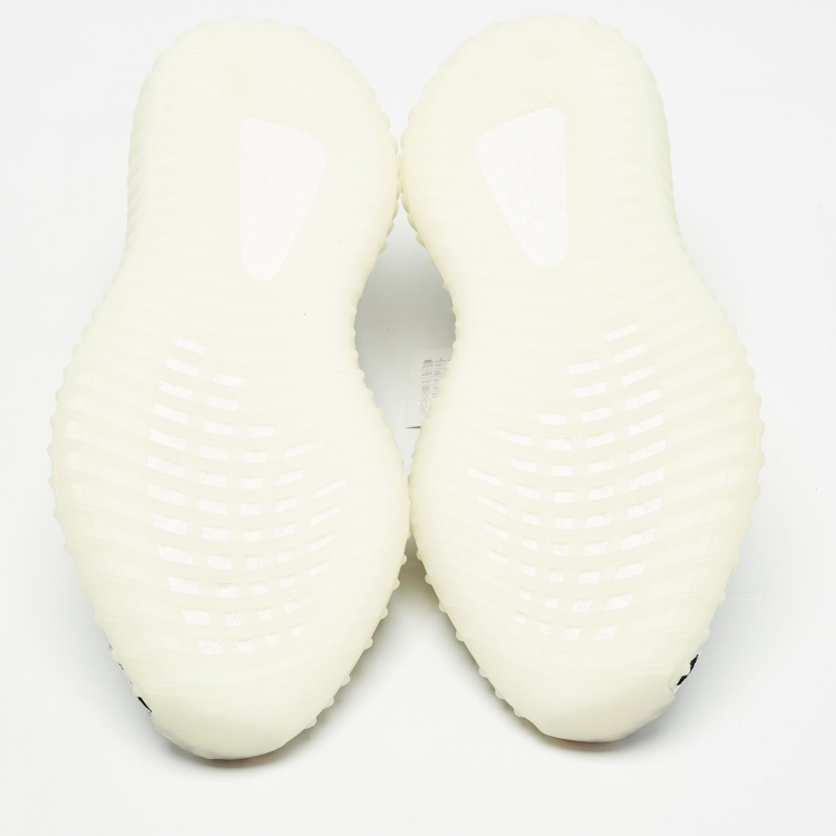 Pre Owned Yeezy x Adidas White/Black Knit Fabric Boost 350 V2 Zebra Sneakers Size 38