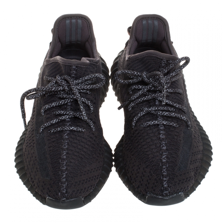 مملوكة مسبقًا Yeezy x Adidas Black Cotton Knit And Mesh Boost 350 V2 Sneakers Size 38.5