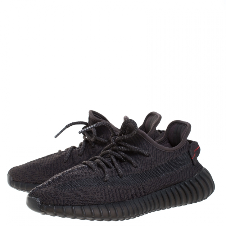مملوكة مسبقًا Yeezy x Adidas Black Cotton Knit And Mesh Boost 350 V2 Sneakers Size 38.5