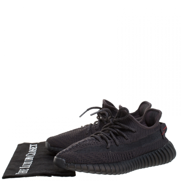 مملوكة مسبقًا Yeezy x Adidas Black Cotton Knit And Mesh Boost 350 V2 Sneakers Size 38.5