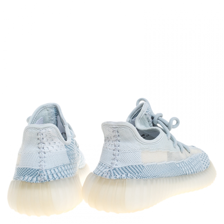 مملوكة مسبقًا Yeezy x Adidas Blue/White Cotton Knit Boost 350 V2 Sneakers Size 38