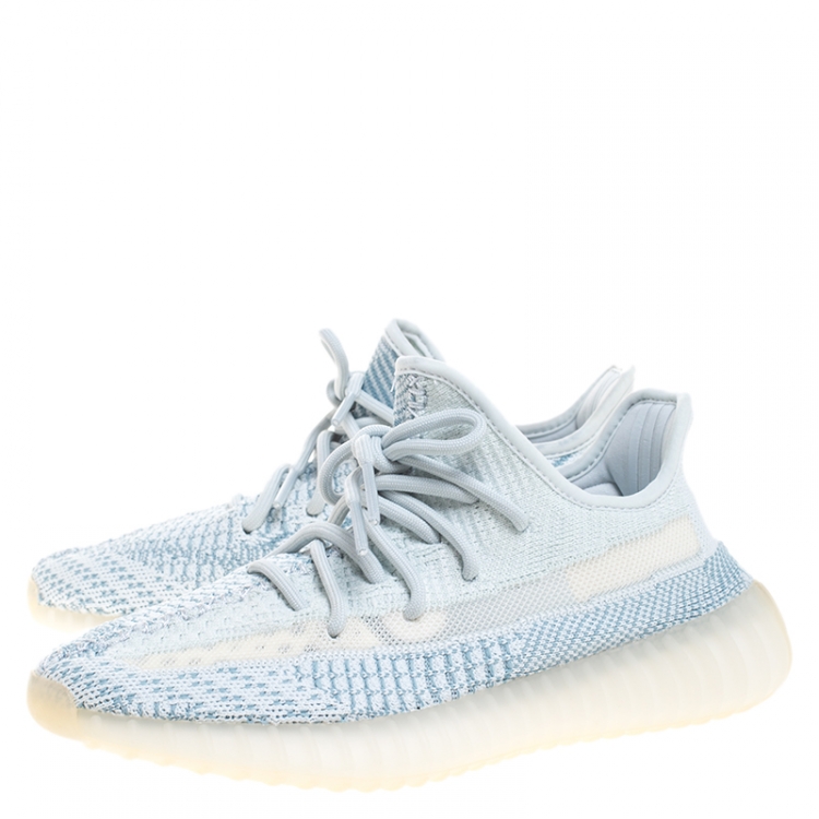 مملوكة مسبقًا Yeezy x Adidas Blue/White Cotton Knit Boost 350 V2 Sneakers Size 38
