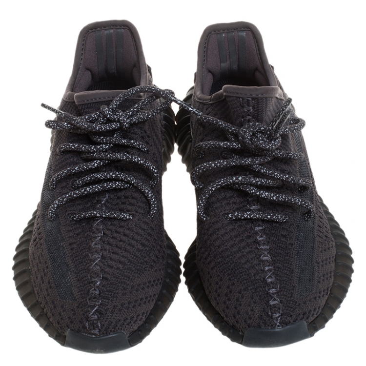 Pre Owned Yeezy x Adidas Black Cotton Knit And Mesh Boost 350 V2 Sneakers Size 37.5