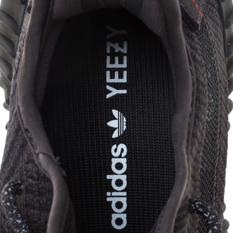 Pre Owned Yeezy x Adidas Black Cotton Knit And Mesh Boost 350 V2 Sneakers Size 37.5