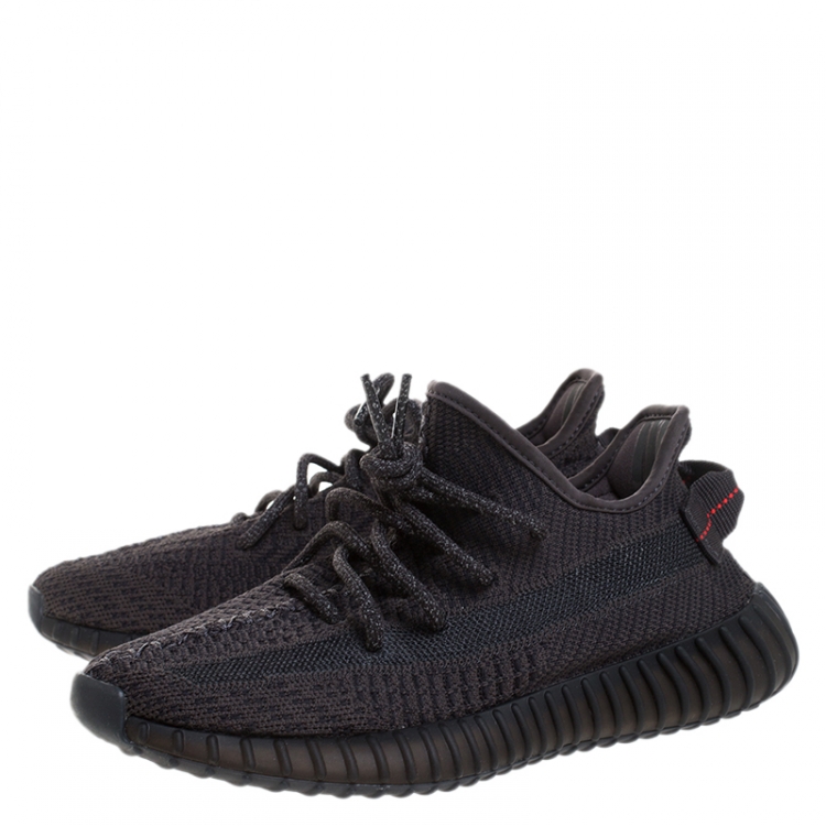 Pre Owned Yeezy x Adidas Black Cotton Knit And Mesh Boost 350 V2 Sneakers Size 37.5
