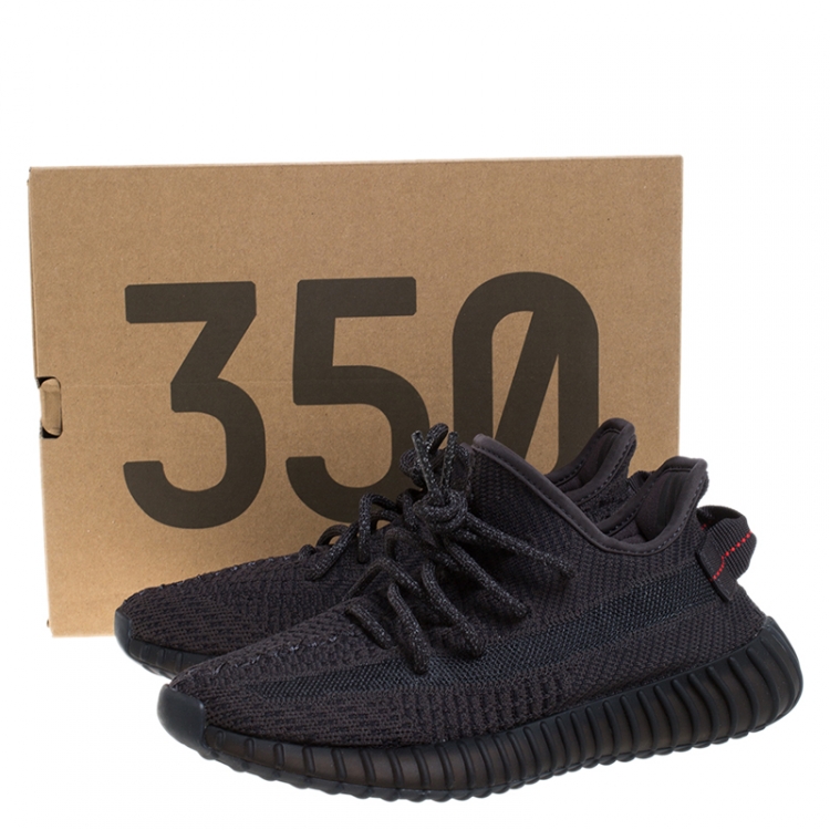 Pre Owned Yeezy x Adidas Black Cotton Knit And Mesh Boost 350 V2 Sneakers Size 37.5