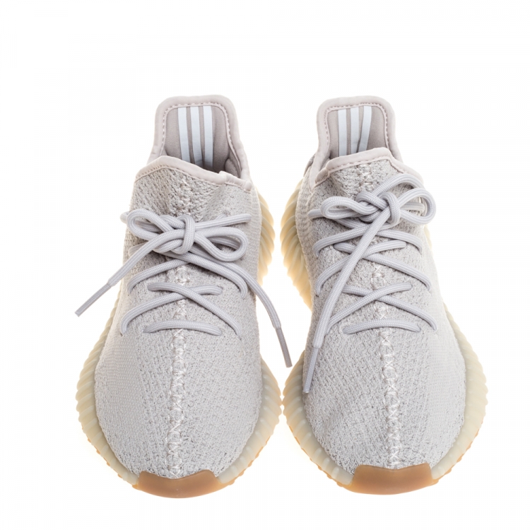 Pre Owned Yeezy x Adidas Sesame Cotton Knit Boost 350 V2 Sneakers Size 38
