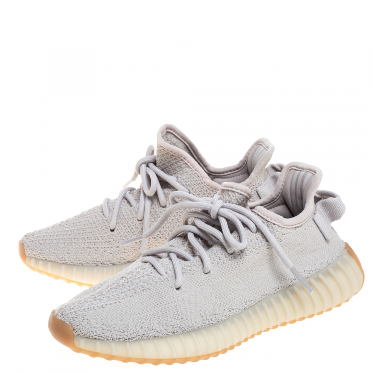 Pre Owned Yeezy x Adidas Sesame Cotton Knit Boost 350 V2 Sneakers Size 38