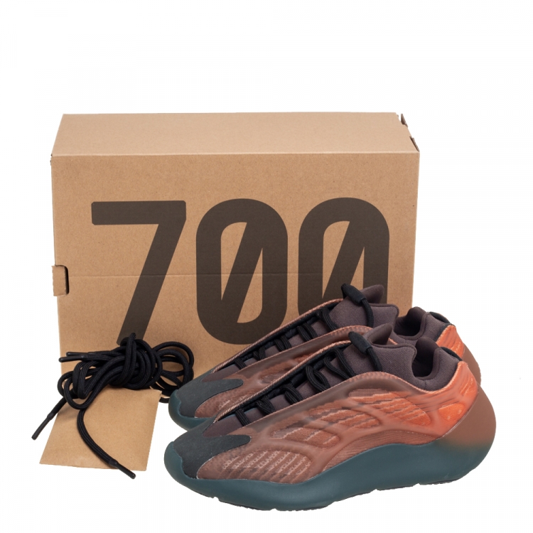 Pre Owned Yeezy x Adidas Orange/Brown Mesh And Polyurethane Yeezy 700 V3 Copper Fade Sneakers Size 40