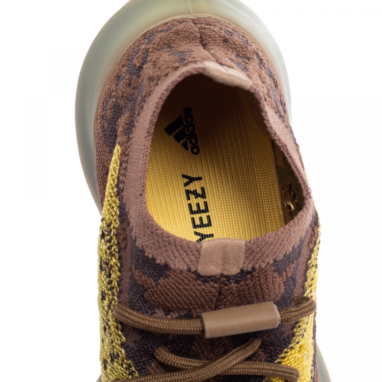 Pre Owned Adidas Yeezy Brown/Yellow Knit Fabric And Mesh Boost 380 LMNTE Sneakers Size 39 1/3
