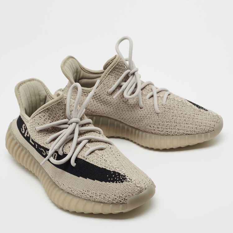 مملوكة مسبقًا Yeezy x Adidas Grey/Black Knit Fabric Boost 350 V2 Slate Sneakers Size 40