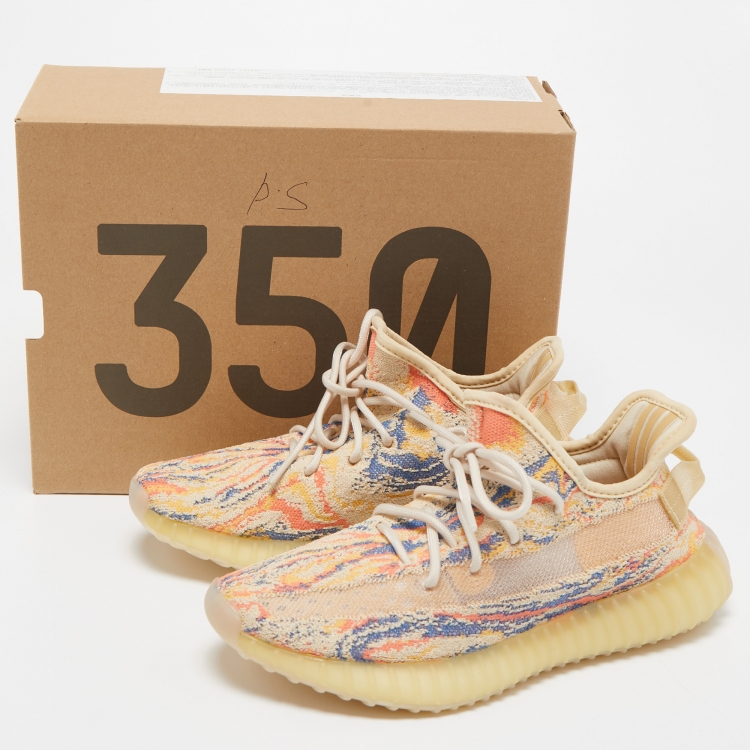 Pre Owned Yeezy x Adidas Multicolor Knit Fabric Boost 350 V2 Mx-Oat Sneakers Size 38 2/3