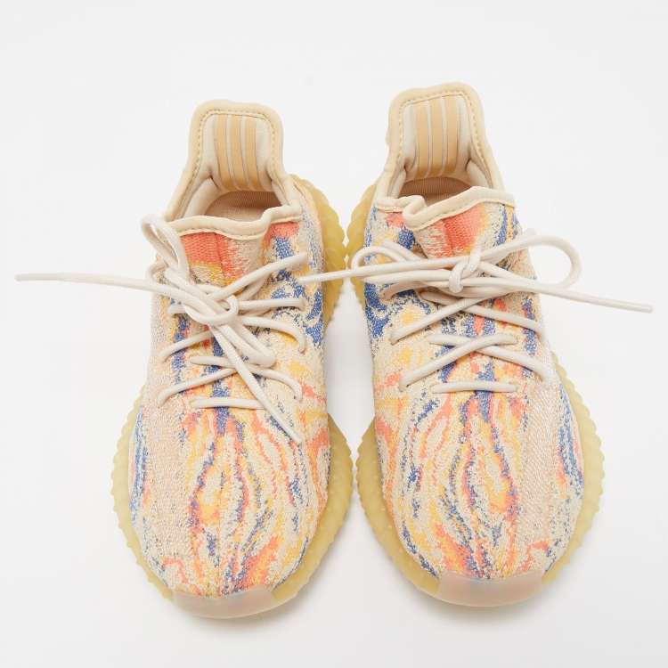 Pre Owned Yeezy x Adidas Multicolor Knit Fabric Boost 350 V2 Mx-Oat Sneakers Size 38 2/3