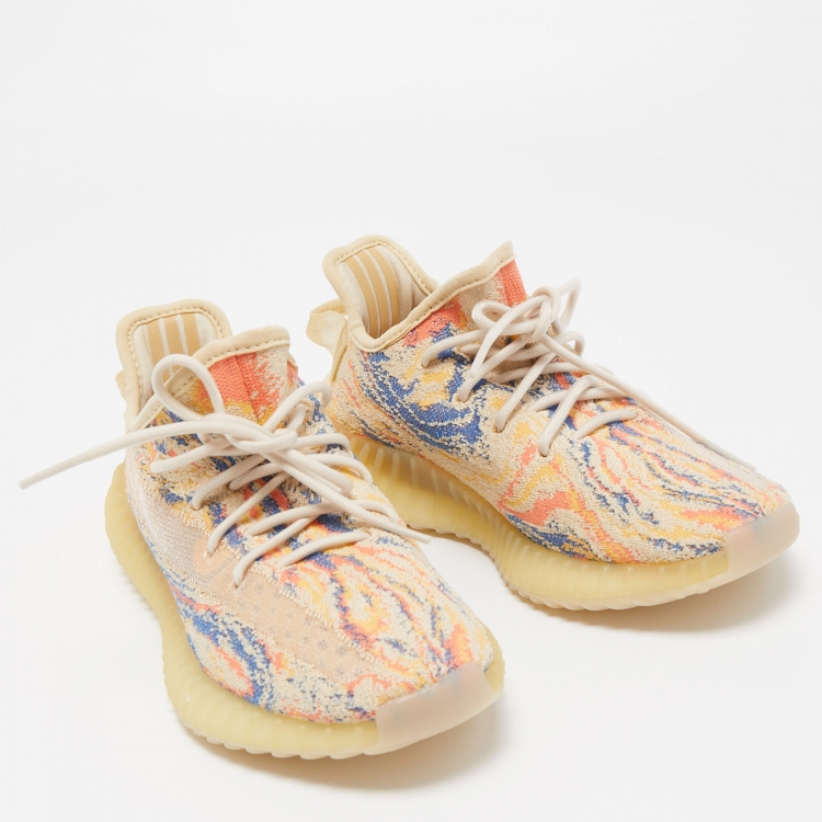 Pre Owned Yeezy x Adidas Multicolor Knit Fabric Boost 350 V2 Mx-Oat Sneakers Size 38 2/3