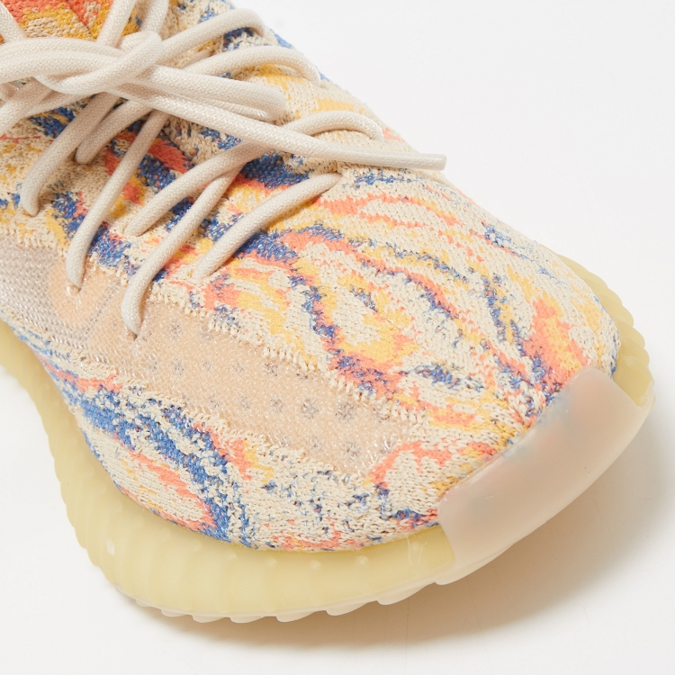 Pre Owned Yeezy x Adidas Multicolor Knit Fabric Boost 350 V2 Mx-Oat Sneakers Size 38 2/3
