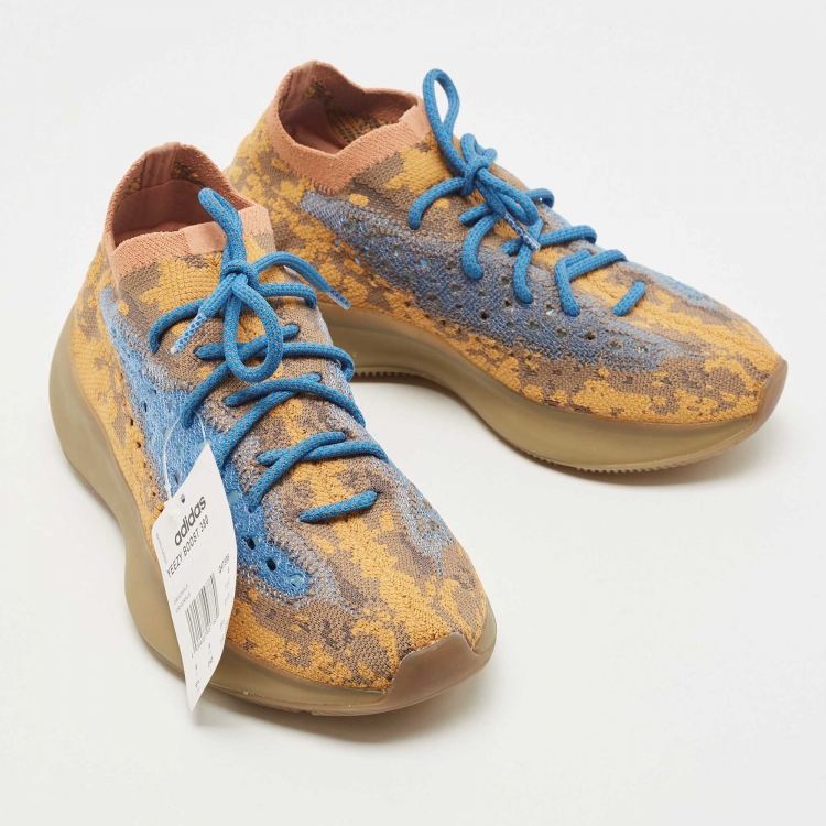 Pre Owned Yeezy x Adidas Brown Knit Fabric  Boost 380 Blue-Oat Sneakers 39 1/3