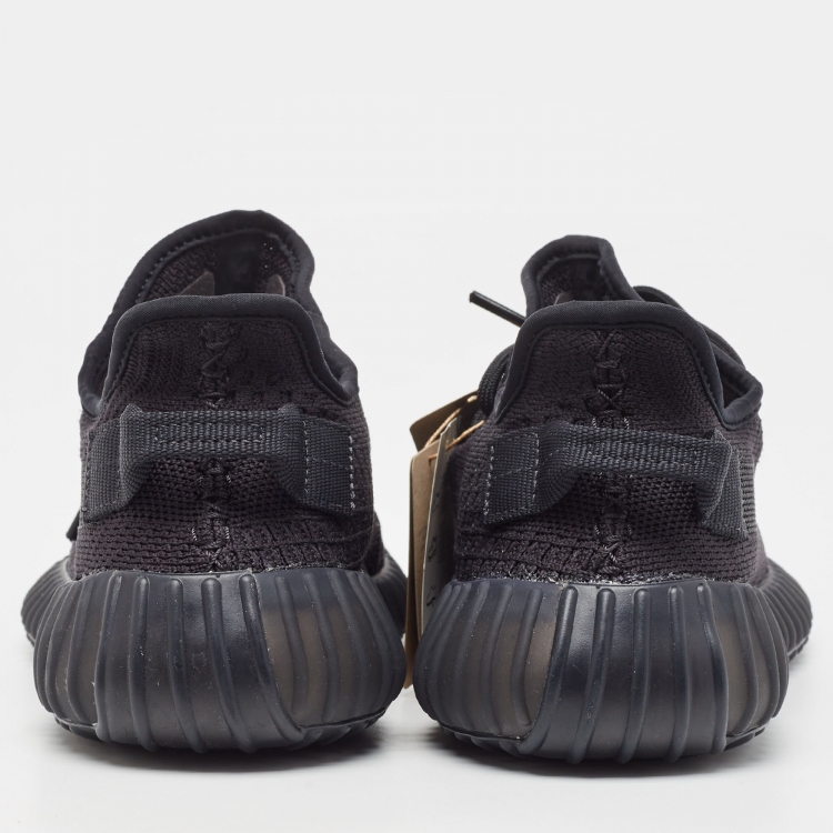 Pre Owned Yeezy x Adidas Black Knit Fabric Boost 350 V2 Onyx Sneakers Size 39 1/3