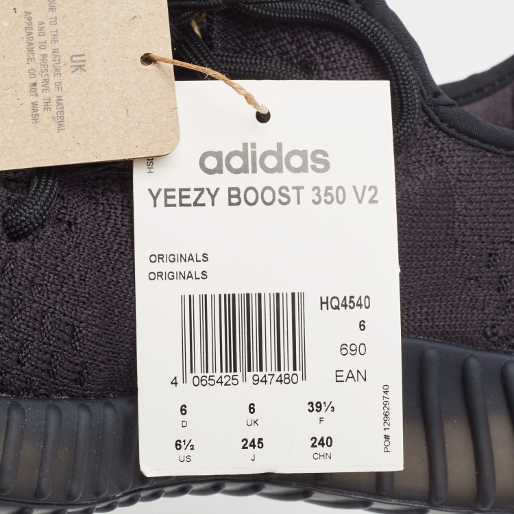 Pre Owned Yeezy x Adidas Black Knit Fabric Boost 350 V2 Onyx Sneakers Size 39 1/3