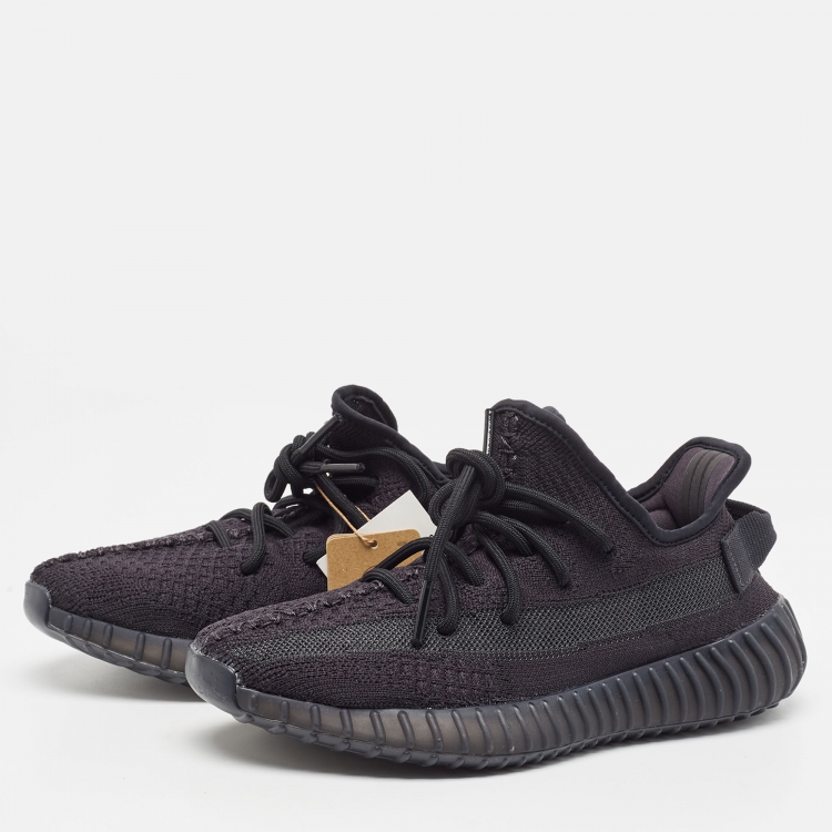 Pre Owned Yeezy x Adidas Black Knit Fabric Boost 350 V2 Onyx Sneakers Size 39 1/3