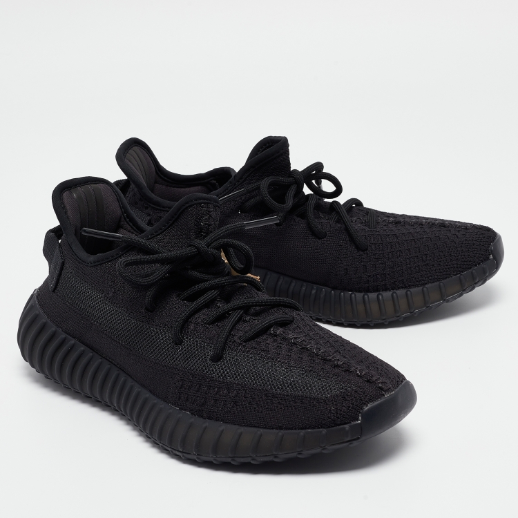 مملوكة مسبقًا Yeezy x Adidas Black Knit Fabric Boost 350 V2 Onyx Sneakers Size 40 2/3