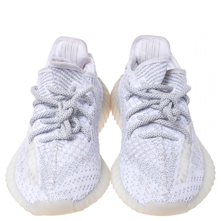 مملوكة مسبقًا Yeezy x Adidas Grey/White Cotton Knit Boost 350 V2 Static Reflective Sneakers Size 38