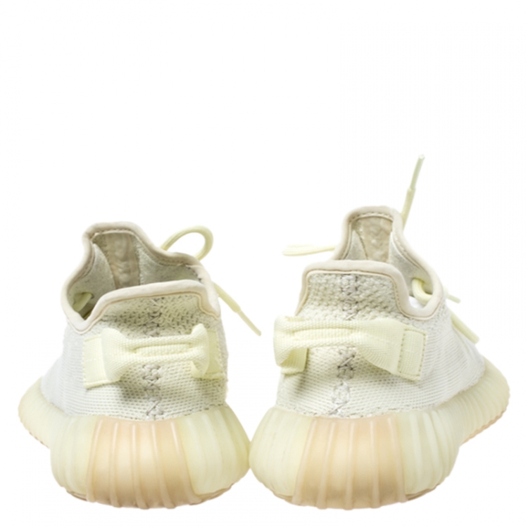 Pre Owned Yeezy x Adidas Light Yellow Cotton Knit Boost 350 V2 Sneakers Size 36.5