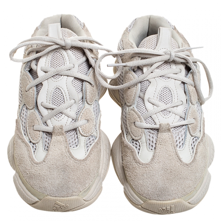 Pre Owned Yeezy x Adidas Off-white Suede, Leather And Mesh Yeezy 500 Sneakers Size 38