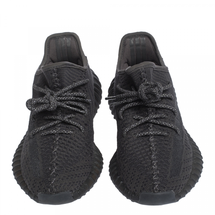 Pre Owned Yeezy x Adidas Black Cotton Knit and Mesh Boost 350 V2 Sneakers Size 37.5