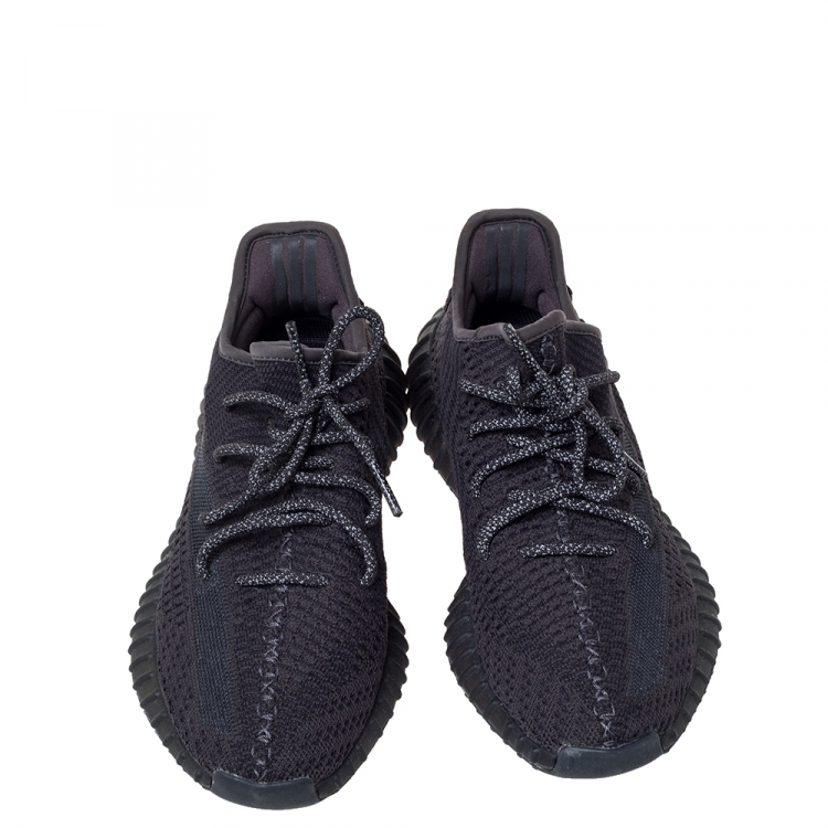 مملوكة مسبقًا Yeezy x Adidas Black Cotton Knit and Mesh Boost 350 V2 Non Reflective Sneakers Size 40