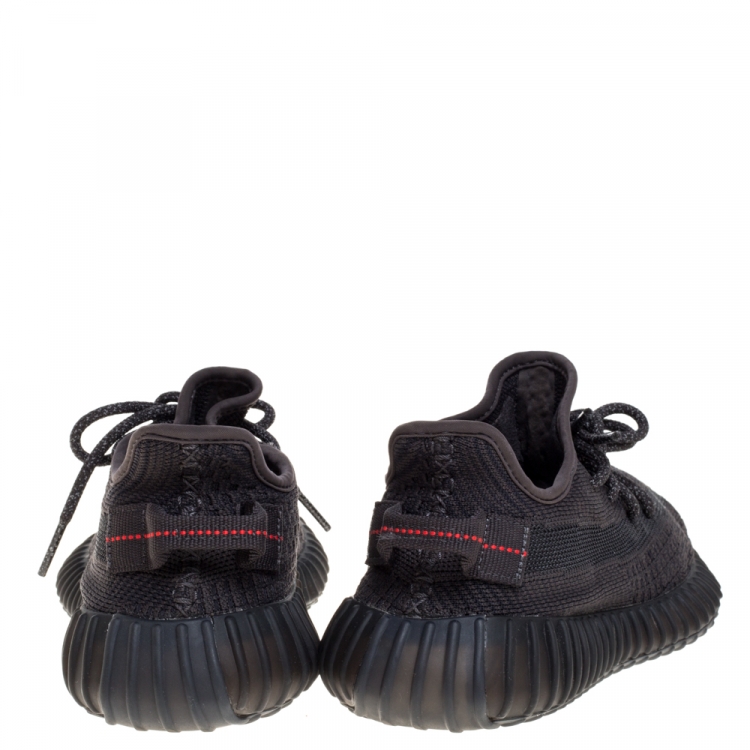 Pre Owned Yeezy x Adidas Black Cotton Knit Boost 350 V2 Static Non Reflective Sneakers Size 37.5