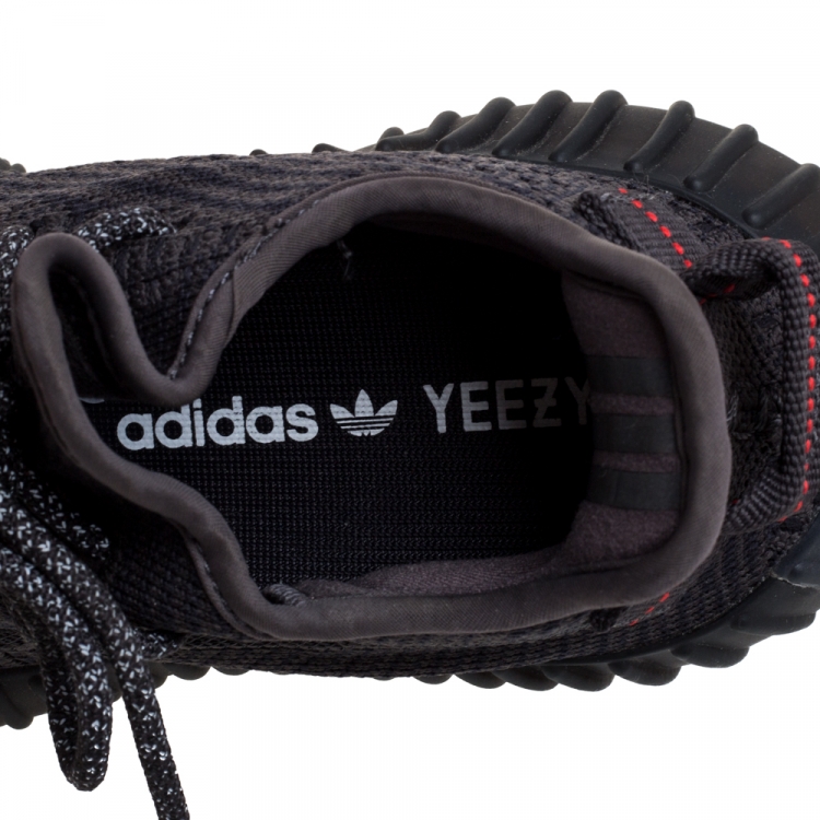 Pre Owned Yeezy x Adidas Black Cotton Knit Boost 350 V2 Static Non Reflective Sneakers Size 37.5