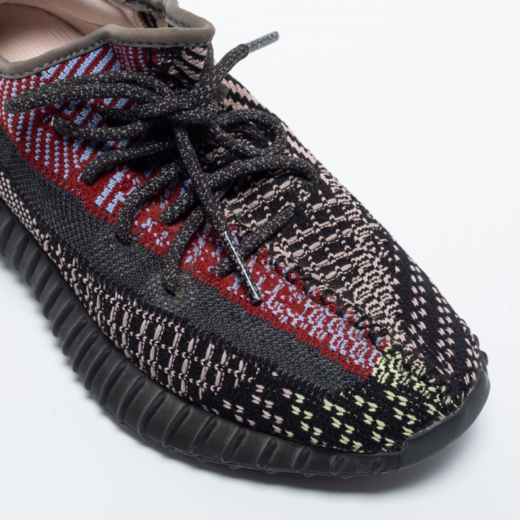 Pre Owned Yeezy x Adidas Multicolor Knit Fabric Boost 350 V2 Reflective Sneakers Size 38 2/3