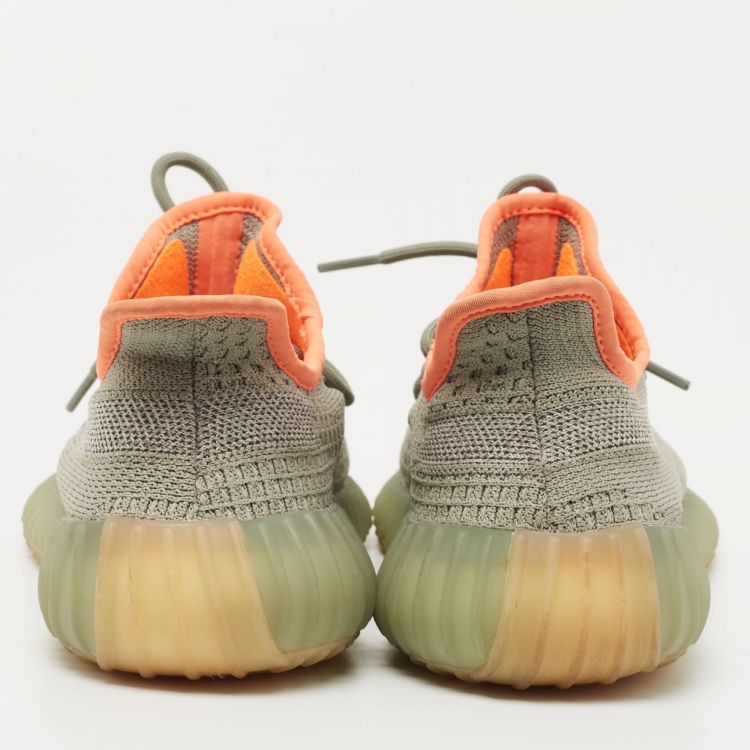 Pre Owned Yeezy x Adidas Green/Grey Knit Fabric Boost 350 V2 Desert Sage Sneakers Size 39 1/3