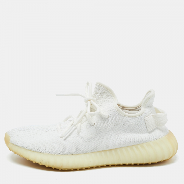 Yeezy x Adidas White Knit Fabric Boost 350 V2 Butter Sneakers Size