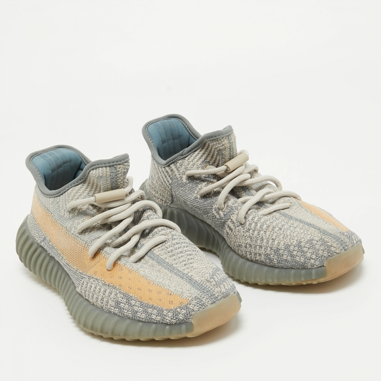 Pre Owned Yeezy x Adidas Grey Knit Fabric Boost 350 V2 Israfil Sneakers Size 40