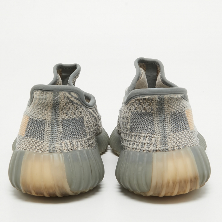 Pre Owned Yeezy x Adidas Grey Knit Fabric Boost 350 V2 Israfil Sneakers Size 40