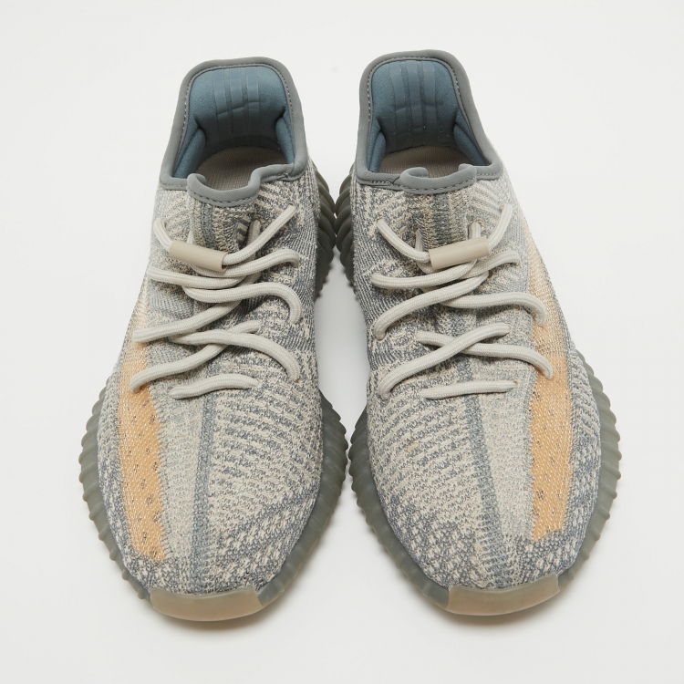 Pre Owned Yeezy x Adidas Grey Knit Fabric Boost 350 V2 Israfil Sneakers Size 40