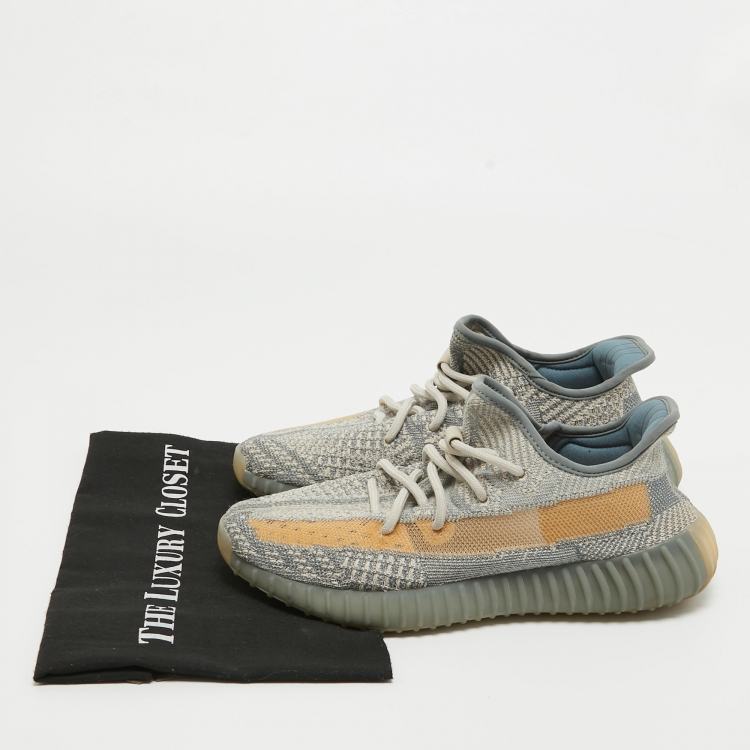 Pre Owned Yeezy x Adidas Grey Knit Fabric Boost 350 V2 Israfil Sneakers Size 40