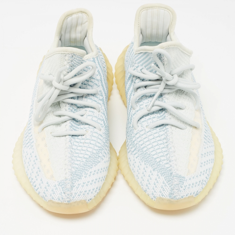 مملوكة مسبقًا Yeezy x Adidas Blue/White Knit Fabric Boost 350 V2 Cloud White Sneakers Size 38 2/3