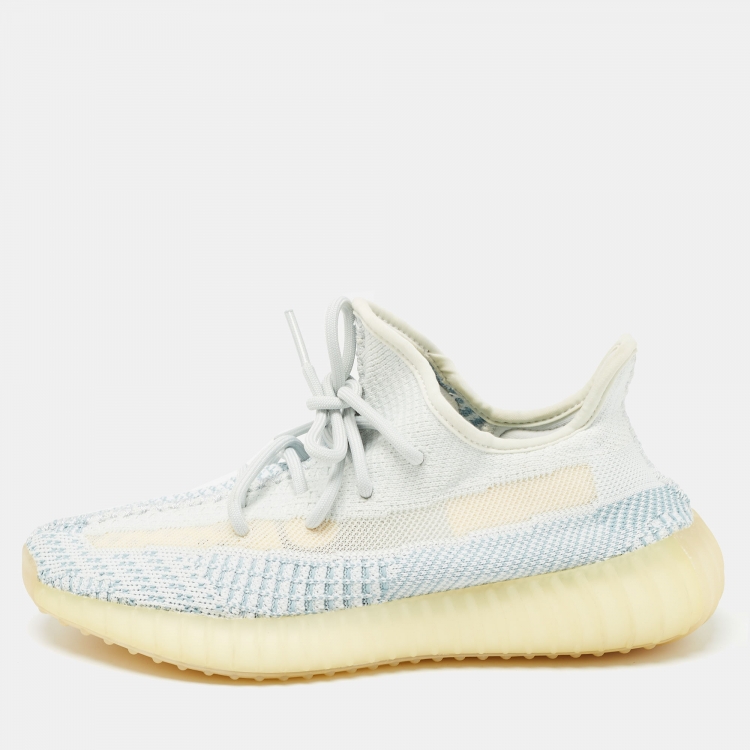 مملوكة مسبقًا Yeezy x Adidas Blue/White Knit Fabric Boost 350 V2 Cloud White Sneakers Size 38 2/3