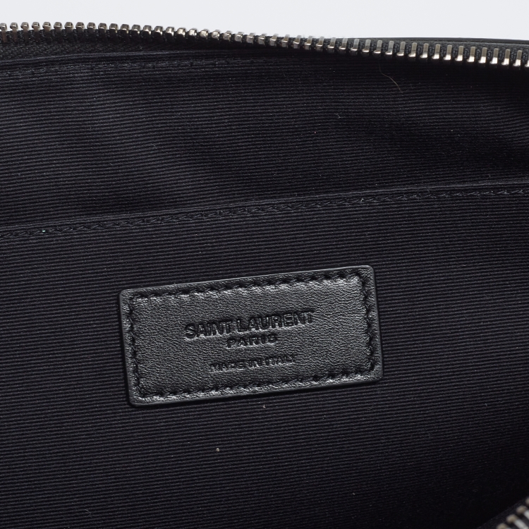 Pre Owned Saint Laurent Pink/Black Leather Zebra Print IPad Case