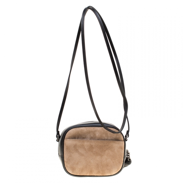Pre Owned Saint Laurent Paris Brown/Black Suede and Leather Blogger Crossbody Bag