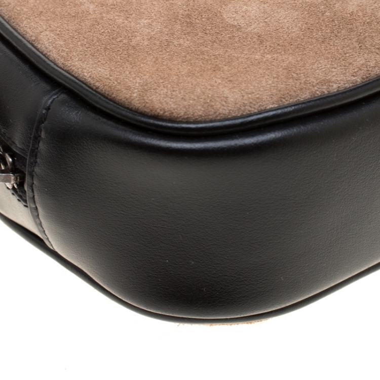 Pre Owned Saint Laurent Paris Brown/Black Suede and Leather Blogger Crossbody Bag