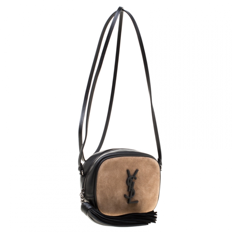 Pre Owned Saint Laurent Paris Brown/Black Suede and Leather Blogger Crossbody Bag