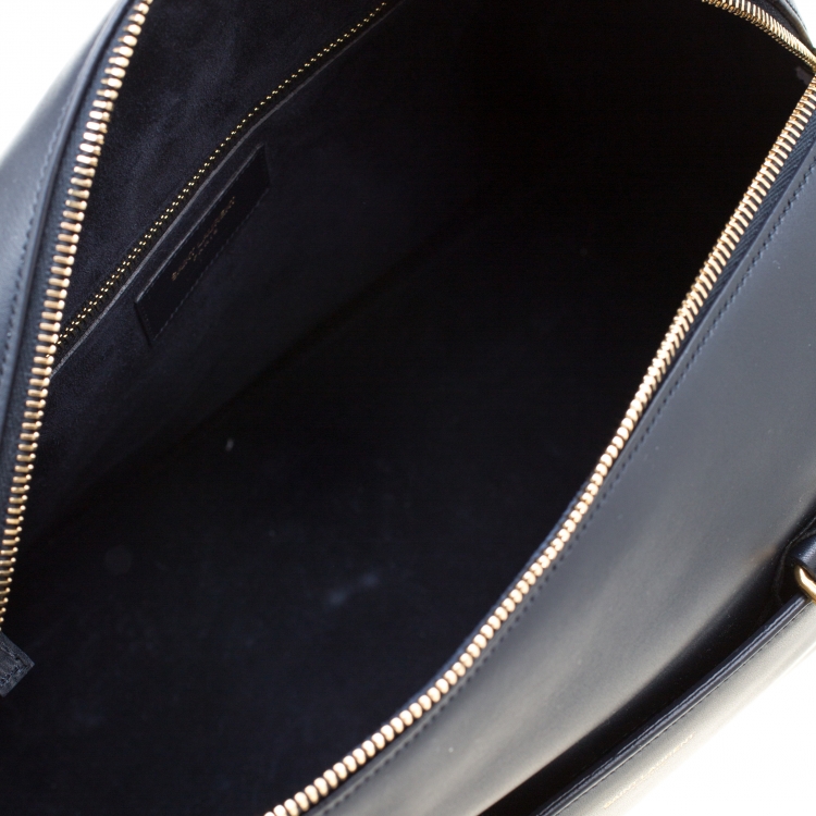 Pre Owned Saint Laurent Navy Blue Leather Classic Duffle 6 Bag
