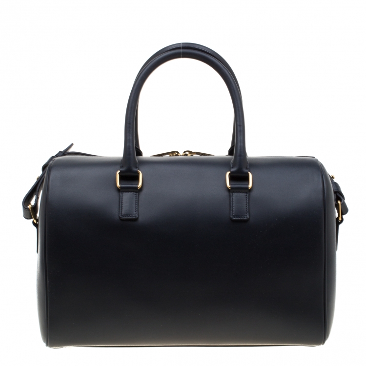 Pre Owned Saint Laurent Navy Blue Leather Classic Duffle 6 Bag